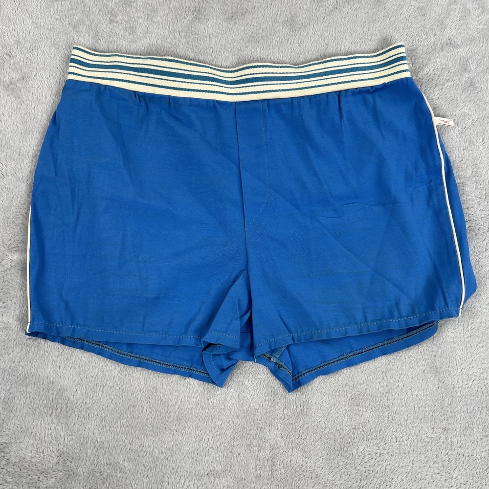 Vintage Jantzen Spandables Swim Trunks 40 Blue Striped Surf Beach USA Made 70s